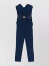 Elisabetta Franchi Flowing Crepe Jumpsuit With Macro Blue Bow