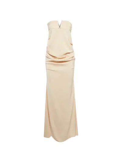 Pre-owned Elisabetta Franchi Strapless Maxi Dress In Neutral