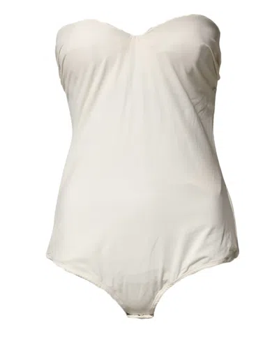 Pre-owned Elisabetta Franchi Strapless One Piece Swimsuit Women's Swimwear () In White