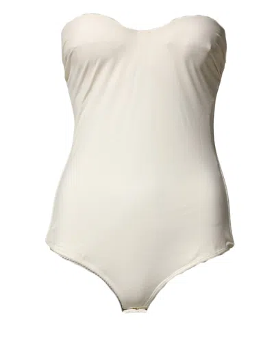 Pre-owned Elisabetta Franchi Strapless One Piece Swimsuit Women's Swimwear () In White