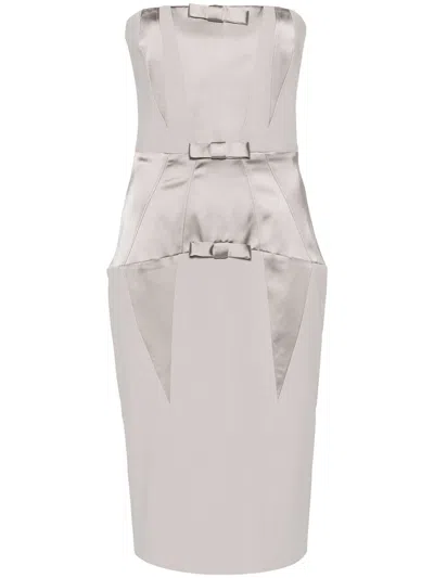 Elisabetta Franchi Strapless Panelled Midi Dress In Grey