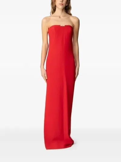 Elisabetta Franchi Strapless Side-split Maxi Dress In Red
