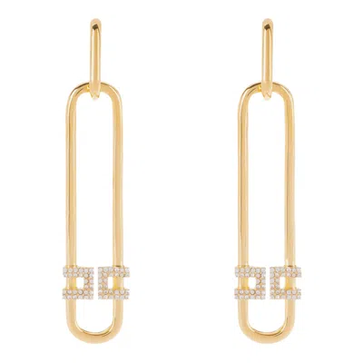 Elisabetta Franchi Strass And Logo Earrings In Gold
