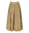 Elisabetta Franchi Pleated Midi Skirt With Wide Belted Waist