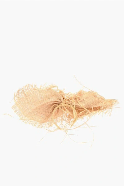 Elisabetta Franchi Straw Hairband With Maxi Bow In Brown