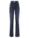 Elisabetta Franchi Stretch Cotton Flared Jeans With Side Button Fastening