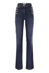 Elisabetta Franchi Stretch Cotton Flared Jeans With Side Button Fastening