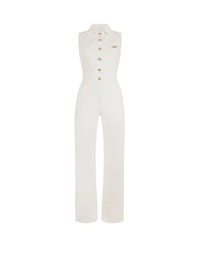 Elisabetta Franchi Stretch Cotton Jumpsuit In White