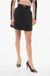 Elisabetta Franchi Stretch Cotton Miniskirt With Belt In Black