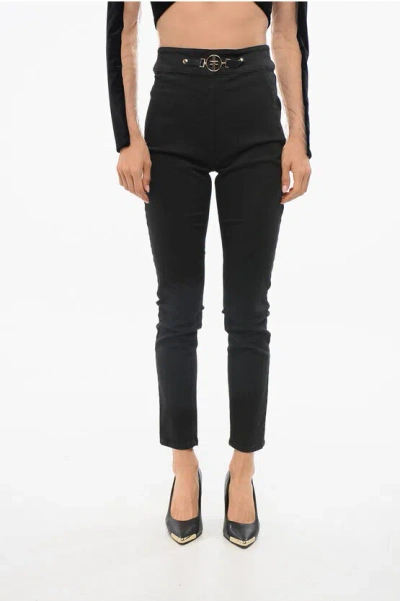 Elisabetta Franchi Stretch Cotton Skinny Fit Denims 12cm In Black