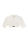 Elisabetta Franchi Stretch Cotton Top With Logo Detail