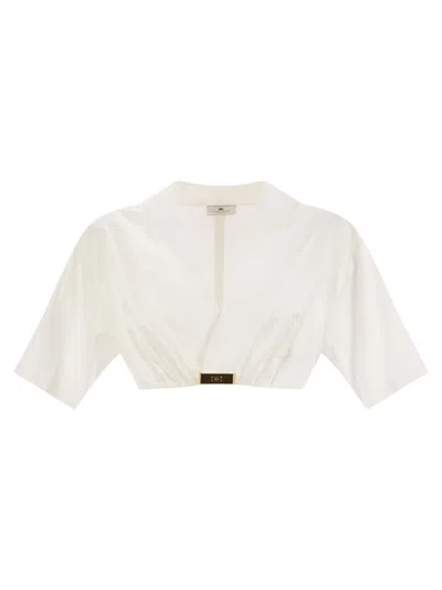 ELISABETTA FRANCHI STRETCH COTTON TOP WITH LOGO DETAIL ELISABETTA FRANCHI