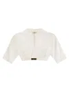Elisabetta Franchi Stretch Cotton Top With Logo Detail In White