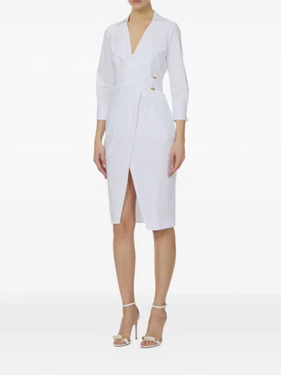 Elisabetta Franchi Stretch Cotton Wrap Dress In Animal Print