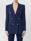 Elisabetta Franchi Stretch Crepe Double Breasted Suit Jacket In Blue