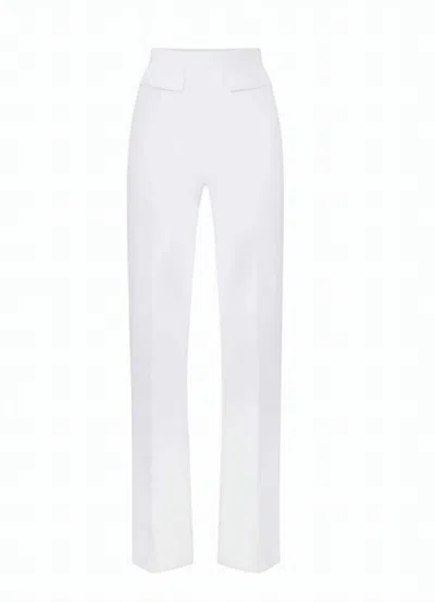 Elisabetta Franchi Stretch Crepe Embroidered Trousers In White