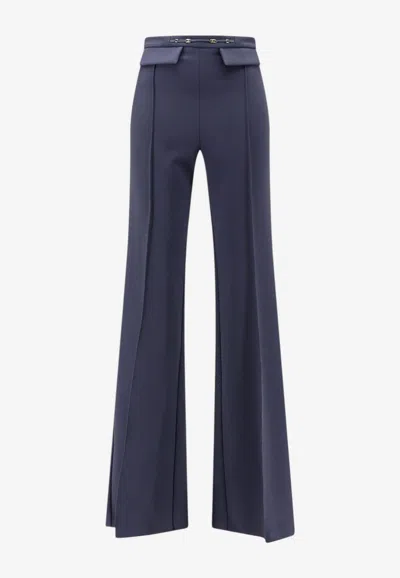Elisabetta Franchi Stretch Crepe Flared-leg Pants In Blue