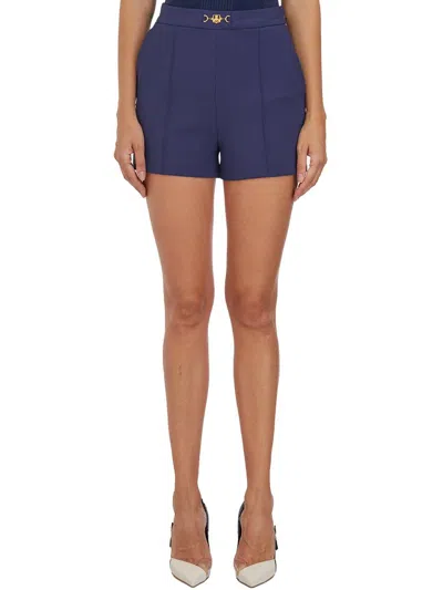 Elisabetta Franchi Stretch Crêpe Horsebit Shorts In Blue