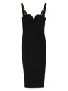 Elisabetta Franchi Double Stretch Crepe Dress With Embroidered Scalloping In Black