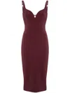 Elisabetta Franchi Stretch Crepe Midi Dress In Red
