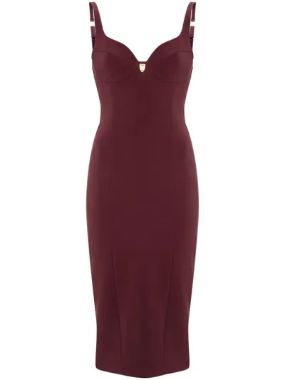 Elisabetta Franchi Stretch Crepe Midi Dress In Rouge Noir