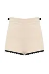 Elisabetta Franchi Multicolor High-waisted Shorts With Scalloped Hem In Neutral