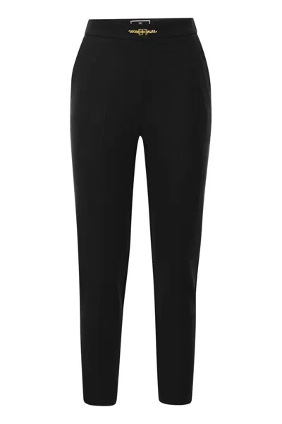 ELISABETTA FRANCHI STRETCH CREPE STRAIGHT TROUSERS WITH HORSEBIT