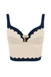 Elisabetta Franchi Scalloped-hem Top In Neutral