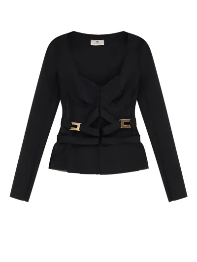 Elisabetta Franchi Stretch Fabric Blazer With Metal Details