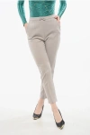 Elisabetta Franchi Stretch Fabric Pants With Front Pleat In Purple