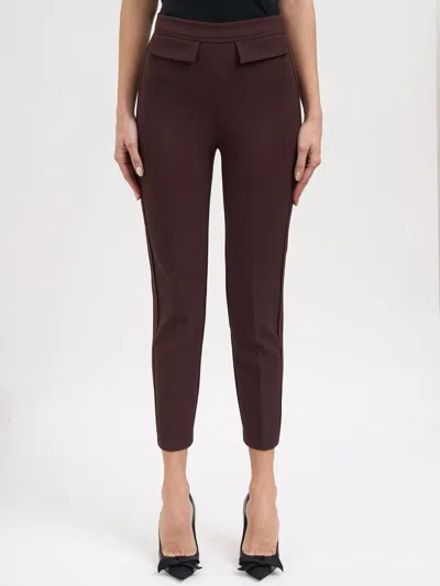 Elisabetta Franchi Stretch Fabric Trousers In Brown