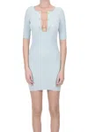 Elisabetta Franchi Stretch Knit Dress In Aquamarine