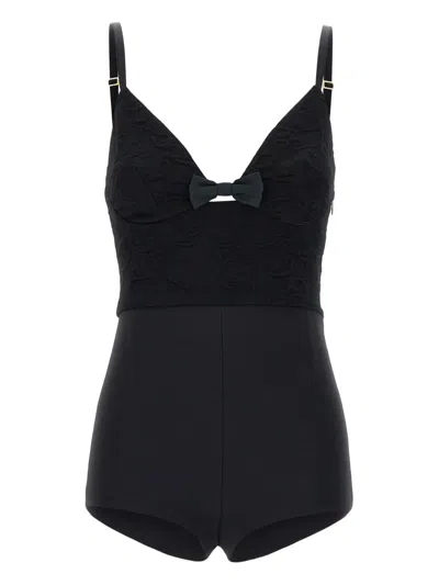 Elisabetta Franchi Stretch Playsuit In Black