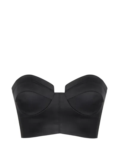 Elisabetta Franchi Stretch Satin Top In Black