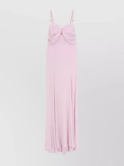 ELISABETTA FRANCHI STRETCH VISCOSE LONG DRESS WITH DOUBLE SLIT