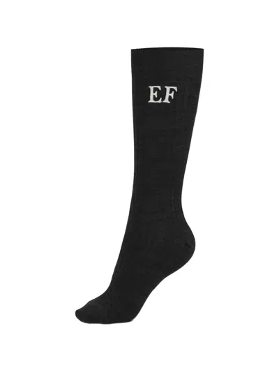 Elisabetta Franchi Stretch Wool Socks With Logo In Black