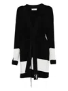 Elisabetta Franchi Stripe-panel Belted Cardigan In Black