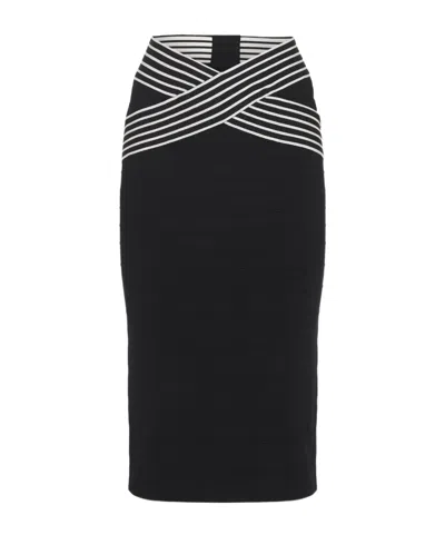 Elisabetta Franchi Knit Midi Skirt For Women In Black