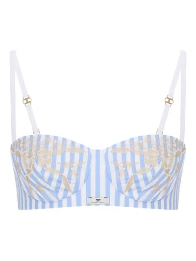 Elisabetta Franchi Brassiere In Cotton Poplin With Embroidery In Multi