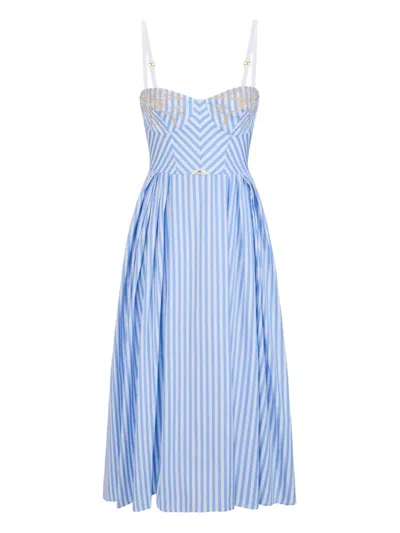 Elisabetta Franchi Striped Bustier Midi Dress