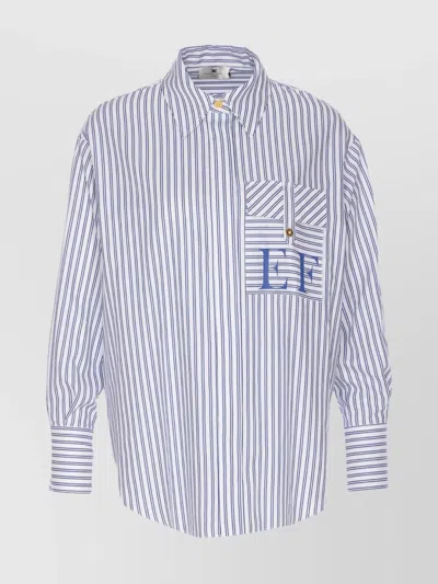 Elisabetta Franchi Striped Button-down Collar Shirt With Chest Pocket In Multi