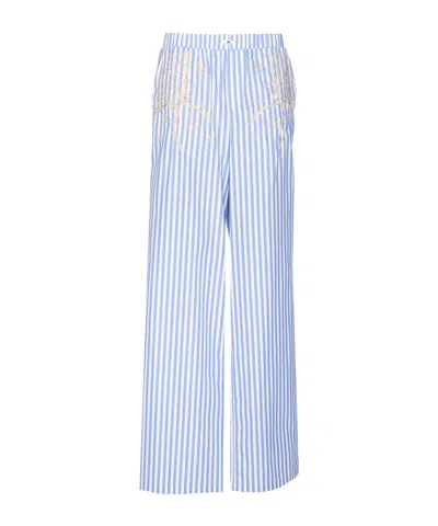 Elisabetta Franchi Striped Casual Pants In Blue