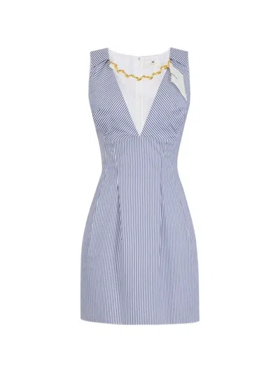 Elisabetta Franchi Striped Chain Mini Dress In Blue
