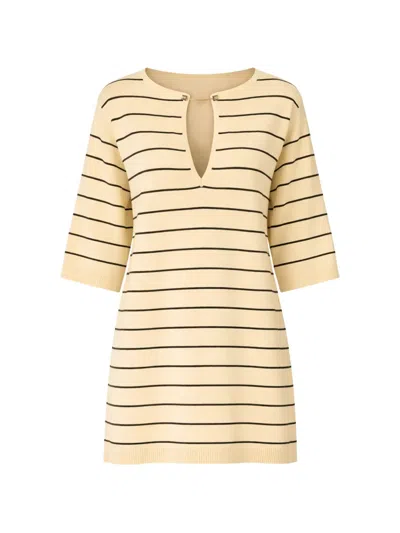 Elisabetta Franchi Striped Chain Mini Dress In Neutral