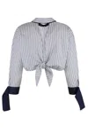 Elisabetta Franchi Oltremare Striped Cropped Shirt
