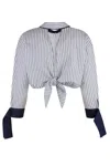 Elisabetta Franchi Oltremare Striped Cropped Shirt In Blue
