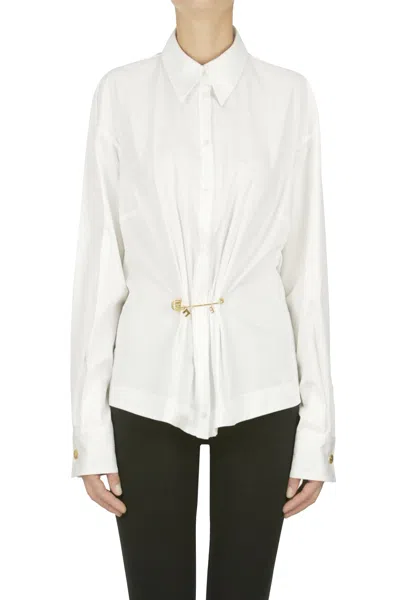 Elisabetta Franchi Striped Cotton Shirt In White