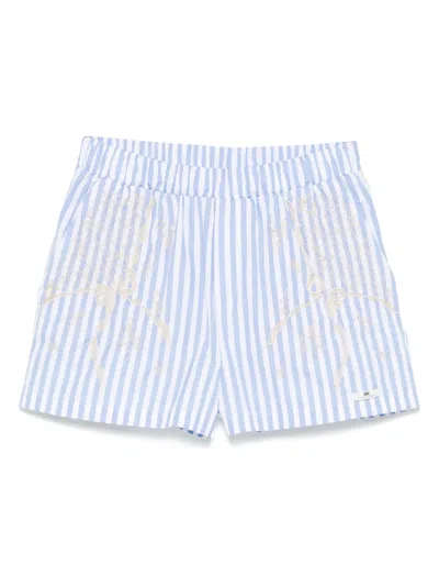 Elisabetta Franchi Striped Cotton Shorts In Blue