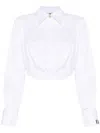 Elisabetta Franchi Striped Cropped Shirt In White