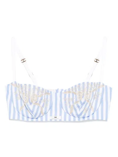 Elisabetta Franchi Striped Cropped Top In Blue